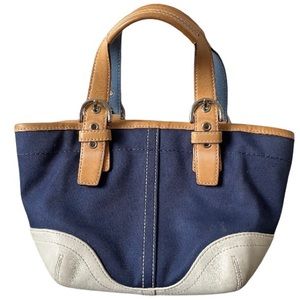 Coach Navy and Beige Crossbody Bag